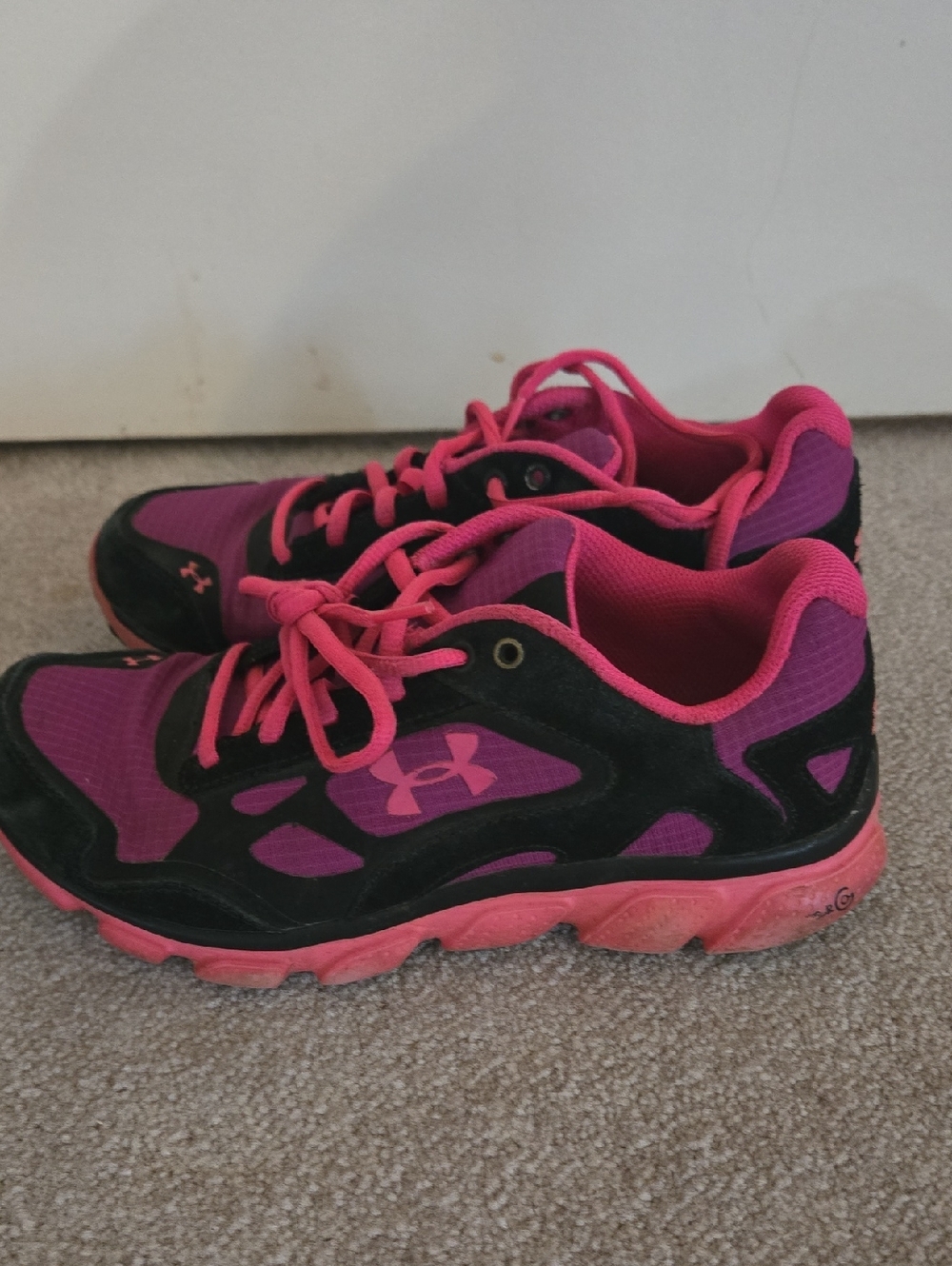 Under Armour Women’s Black and Pink Athletic Running Shoes
